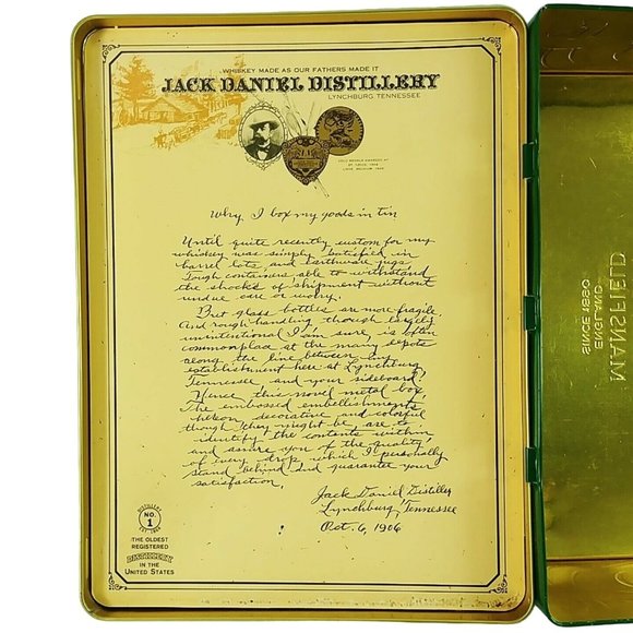 Jack Daniel's Storage Gift Box Tin Metal Hinged Lid Mansfield England 10.5" x 8" - Picture 9 of 10